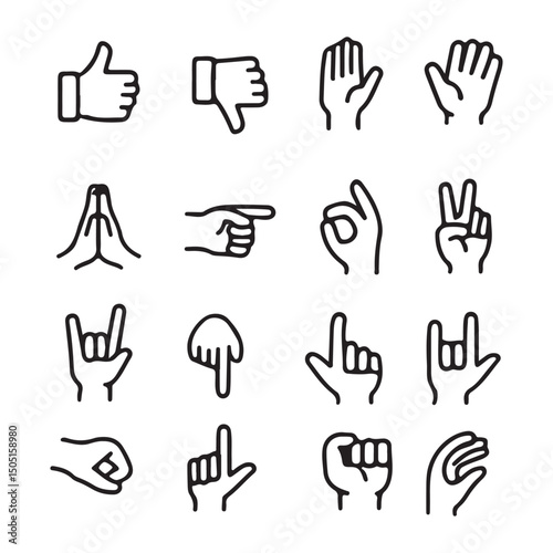 Hand Gestures and Signs Icon Pack