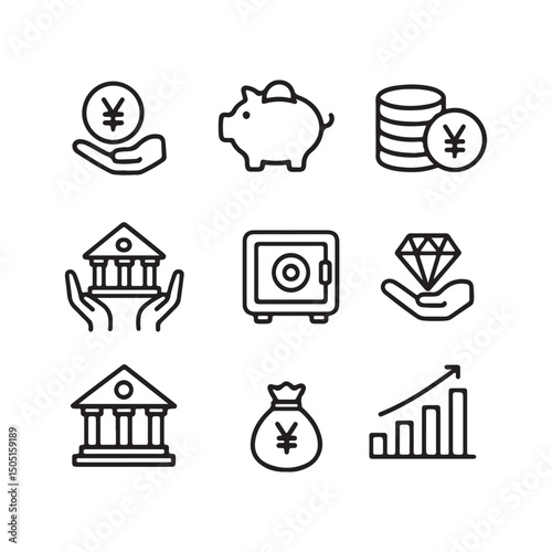 Finance, Banking and Currency Icon Set