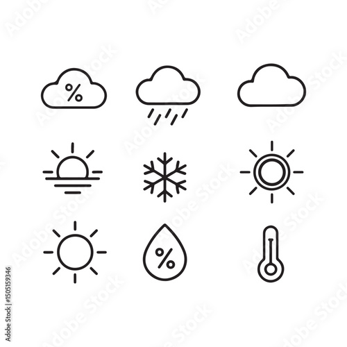 Weather and Climate Line Icons Set