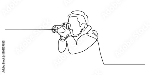 Photographer with Camera Continuous Line, Photo Passion Art