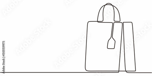 Bag with Price Tag Continuous Line, Online Store Deal Vector