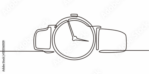 Wristwatch Minimalist Continuous Line, Modern Timekeeping Style