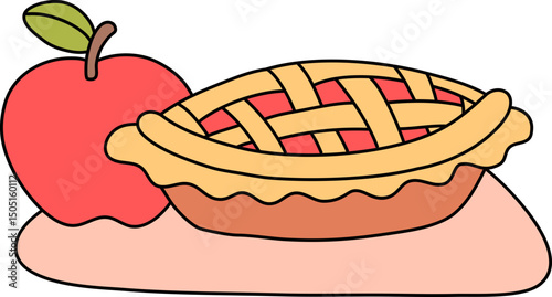 Apple Pie Cartoon Illustration