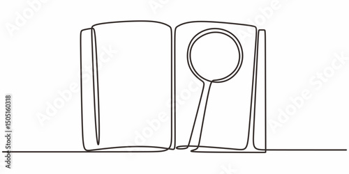 Open Book Magnifier Continuous Line, Learning Analysis Search