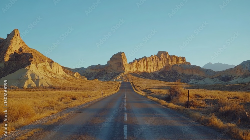 Naklejka premium Panoramic View of Golden City: Artistic Desert Landscape