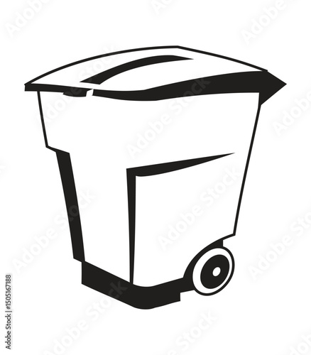 Vector illustration of a trash bin with wheels and a closed lid