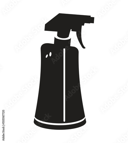 Illustration of a black spray bottle with a trigger nozzle and long neck
