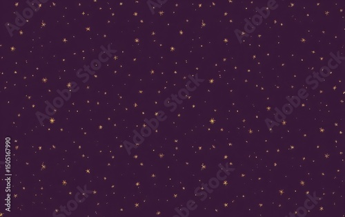 Flat wallpaper with tiny gold stars scattered over a dark plum purple background, subtle sparkle effect