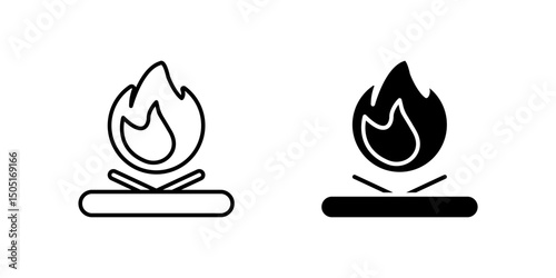 Bonfire icon. Suits camping or outdoor adventure designs.