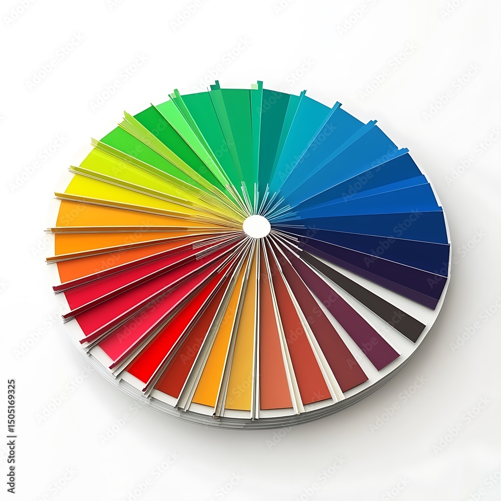 Obraz premium Vivid Circular Color Palette Guide Featuring a Spectrum of Hues on White Background