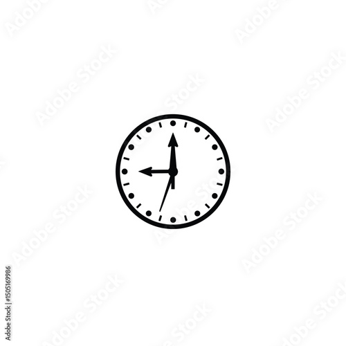 Silhouette of a clock with arrow on white background