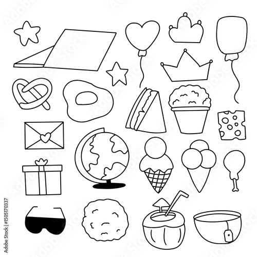 Set of office business element doodle stock