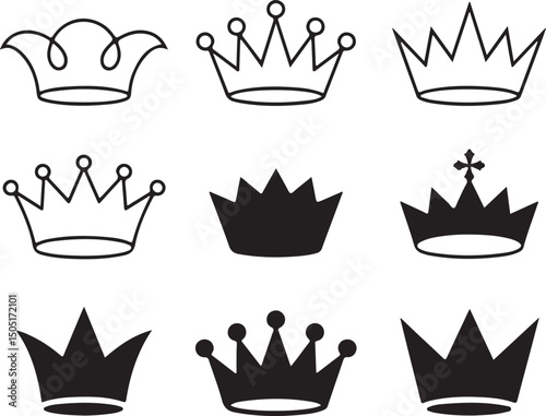 Royal Crown Silhouette Vector

Majestic King & Queen Crown Design

Vintage Royalty Emblem Illustration

Elegant Crown Clipart Graphic

Classic Crown Symbol of Power