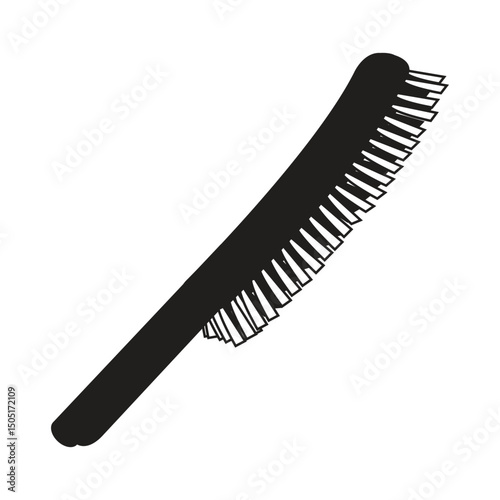 Black and white illustration of a comb with evenly spaced teeth on one side
