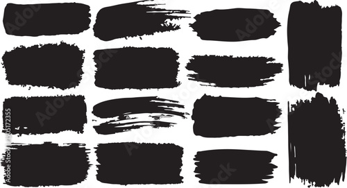 Abstract black ink brush strokes paint texture background design elements