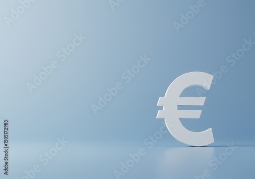 White euro symbol floating on soft blue background