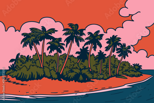 An idyllic tropical island getaway, inviting viewers with its scenic beauty and allure, capturing a sense of relaxation and tranquility. generative AI