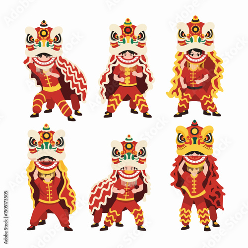 Lion dance performance new year celebration festival