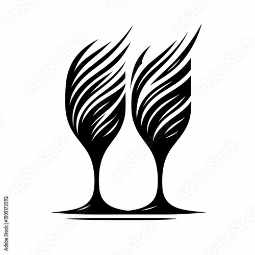 Two wine glasses with brush style