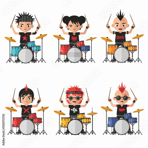 Punk drummer musicians performance art style