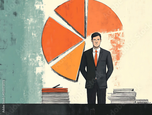 income tax hike visual, salary breakdown pie chart shrinking, employee disappointed,
