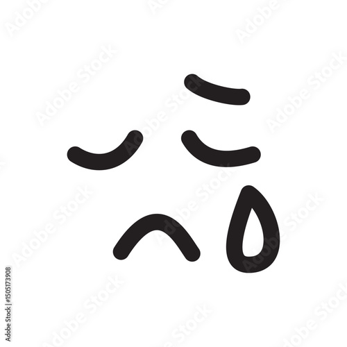 手書きの泣く絵文字・顔文字アイコン	
