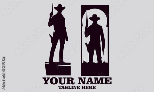 Cowboy figures silhouettes with guns characters vector illustration, cowboy figures logo icon an with white background