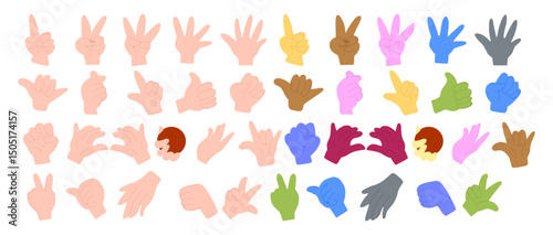 Set of trend hand different poses illustration design
