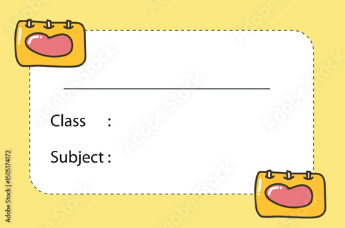 Name label school design.Name tags, name cards for kids, school name tags.Name tag for kids with funny aliens monster character and place for text set vector illustration. Empty note for childish kind