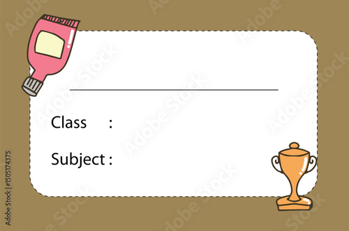 Name label school design.Name tags, name cards for kids, school name tags.Name tag for kids with funny aliens monster character and place for text set vector illustration. Empty note for childish kind