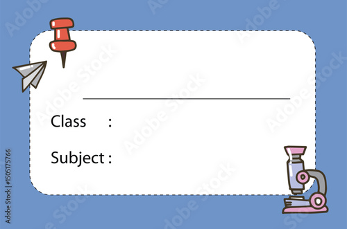 Name label school design.Name tags, name cards for kids, school name tags.Name tag for kids with funny aliens monster character and place for text set vector illustration. Empty note for childish kind