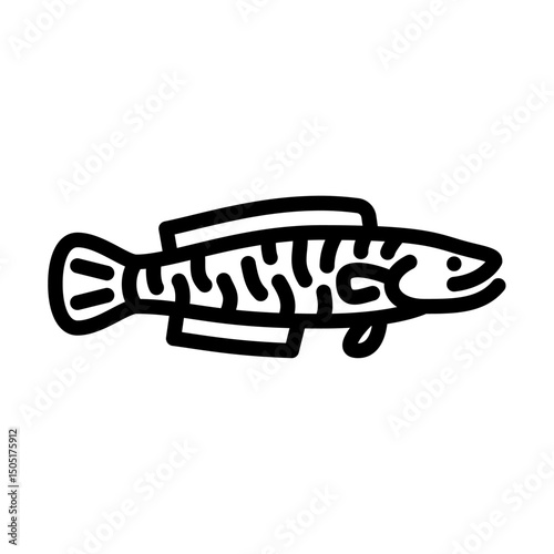 Snakehead Fish outline icon. Snakehead Fish side view black line illustration.