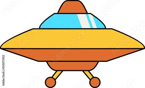 Retro Alien Spaceship Element