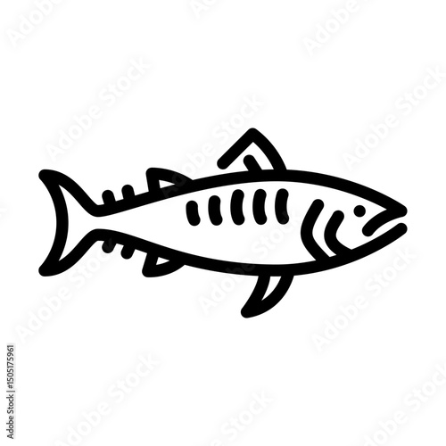 Mackerel outline icon. Mackerel fish side view black line illustration.