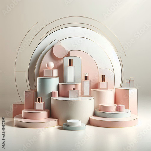 Modern podium perfect for showcasing luxury beauty products.