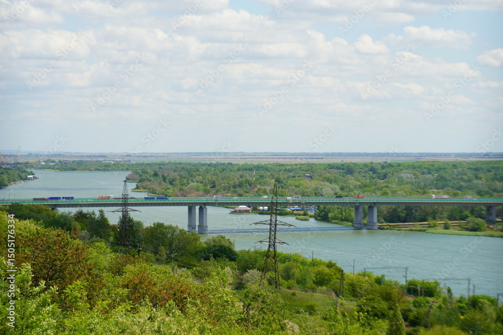 Fototapeta premium Aksai bridge in Rostov-on-don. Landscape