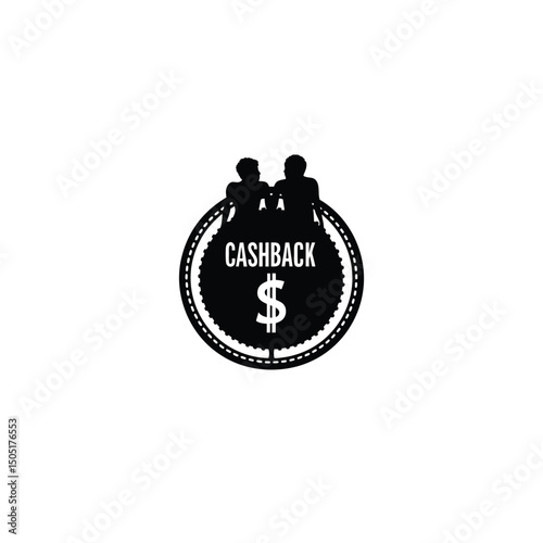 Silhouette of a dollar coin labeled cashback on white background