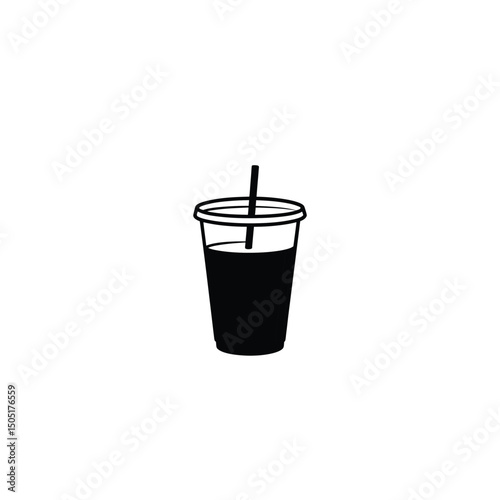 Silhouette of a drink in a cup on white background