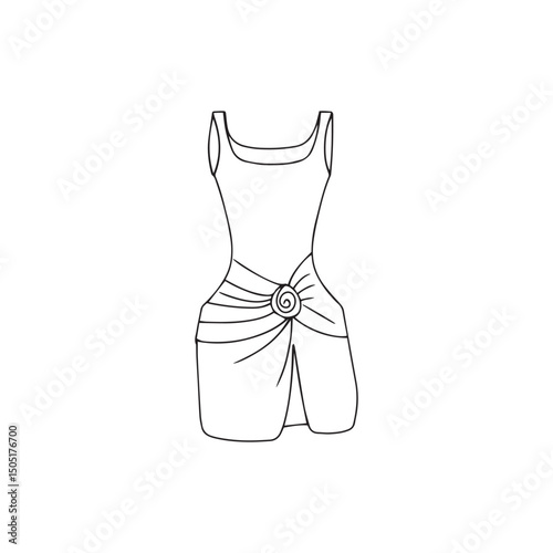outline or coloring bok mini dress party, swirls,wave, elegant