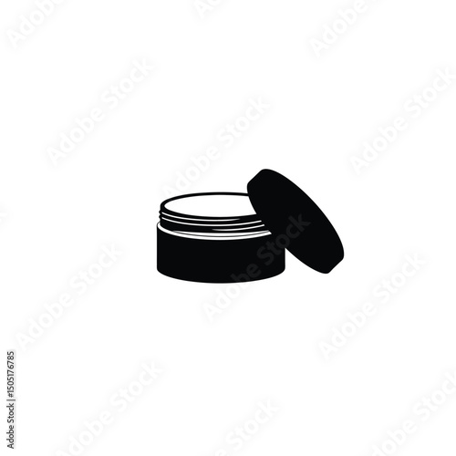 Silhouette of a face cream jar, black shape on white background