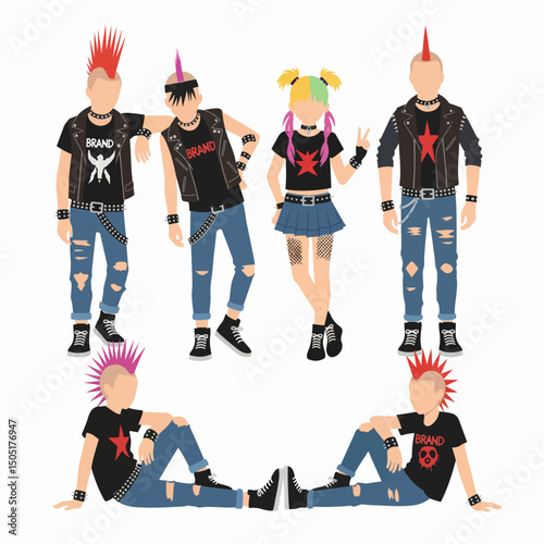 Punk fashion with bold haircuts and outfits