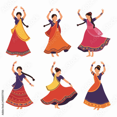 Indian dancers in traditional dress performing