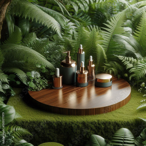 Modern podium perfect for showcasing luxury beauty products.