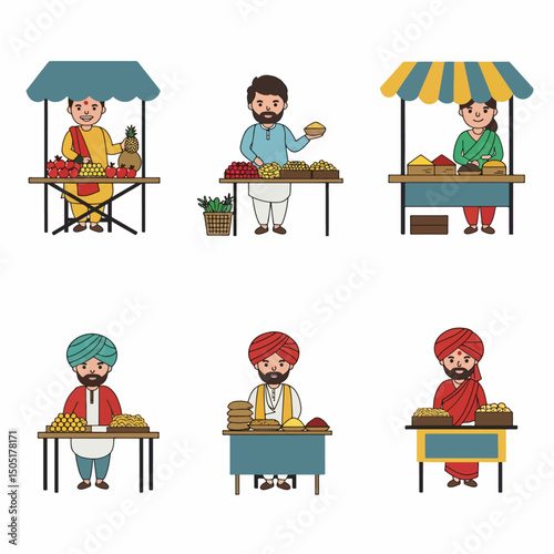 Indian vendors selling local products at market