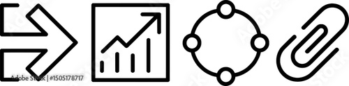 Data transfer growth collaboration connection icon set