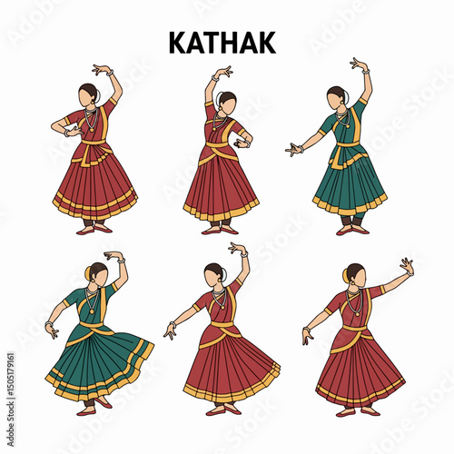Kathak dance in traditional dress artwork