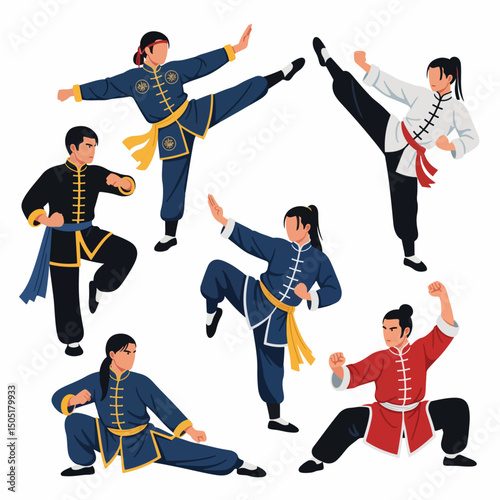 Kung Fu martial arts practice poses