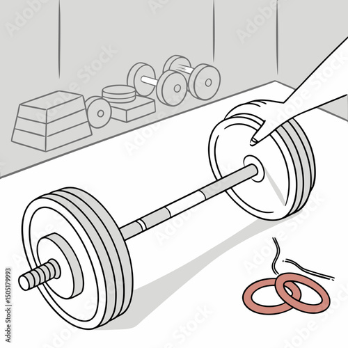 Barbell balanced on finger symbolizing gym strength control