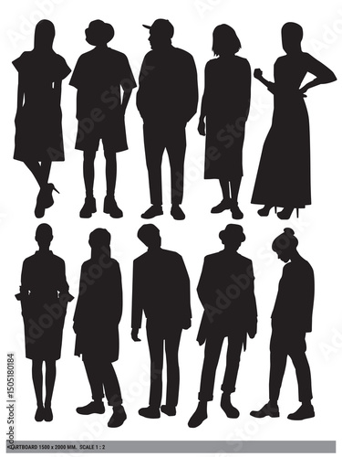 Human scales vector file for presentation on scale 1 : 2