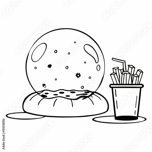 Fat cell illustration growing with overconsumption of unhealthy food